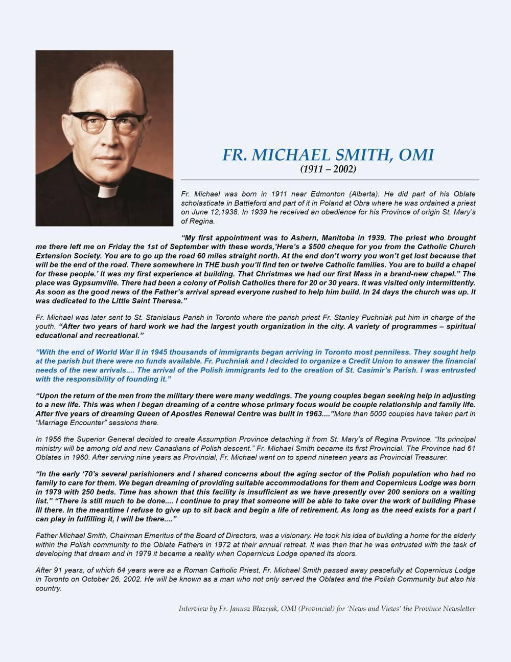 Rev. M. Smith, OMI